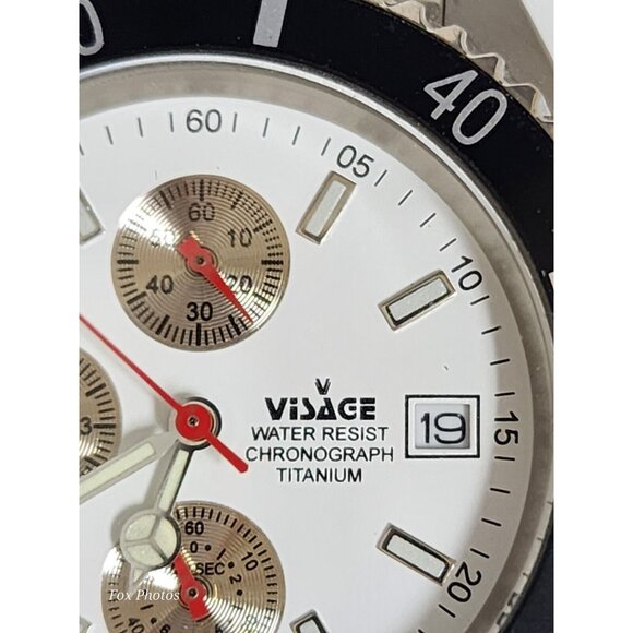 Vtg Visage Chronograph All Titanium Men's Watch 38mm Water Resistant New Battery - Picture 7 of 16